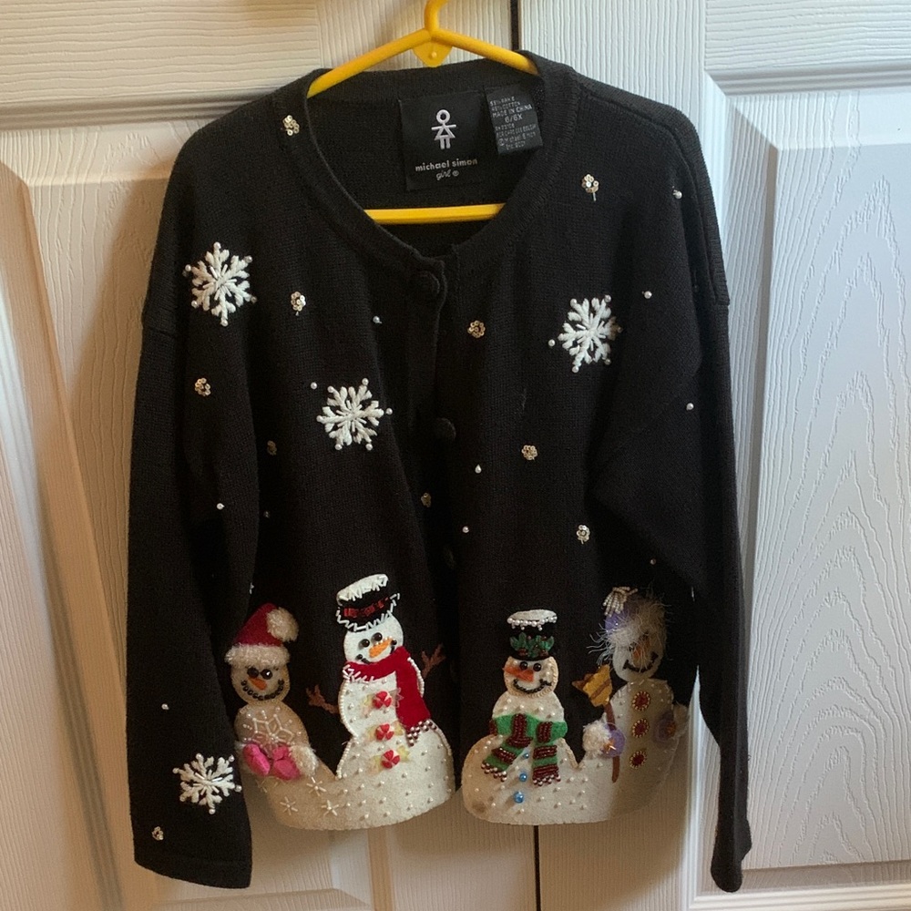 Michael Simon Black Snowman Sweater